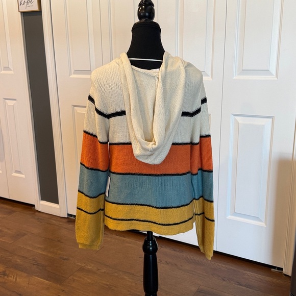 O'Neill V-Neck Striped Sweater in Cream, Orange, Blue, and Yellow - Picture 2 of 11